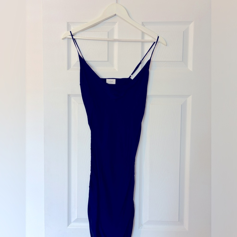 ARITZIA WILFRED ONLY RUCHED SLIP DRESS IN MAVY SIZE XXS